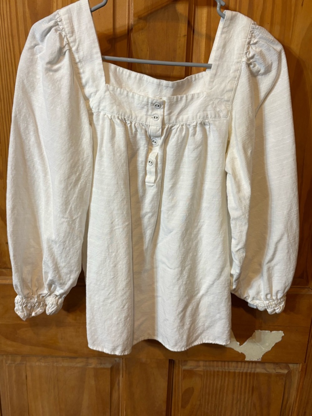 LC Lauren Conrad Cream Square-Neck Peasant Blouse